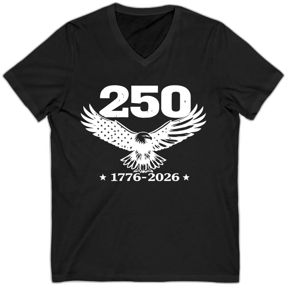 America 250th Anniversary Eagle Design V-Neck in Black
